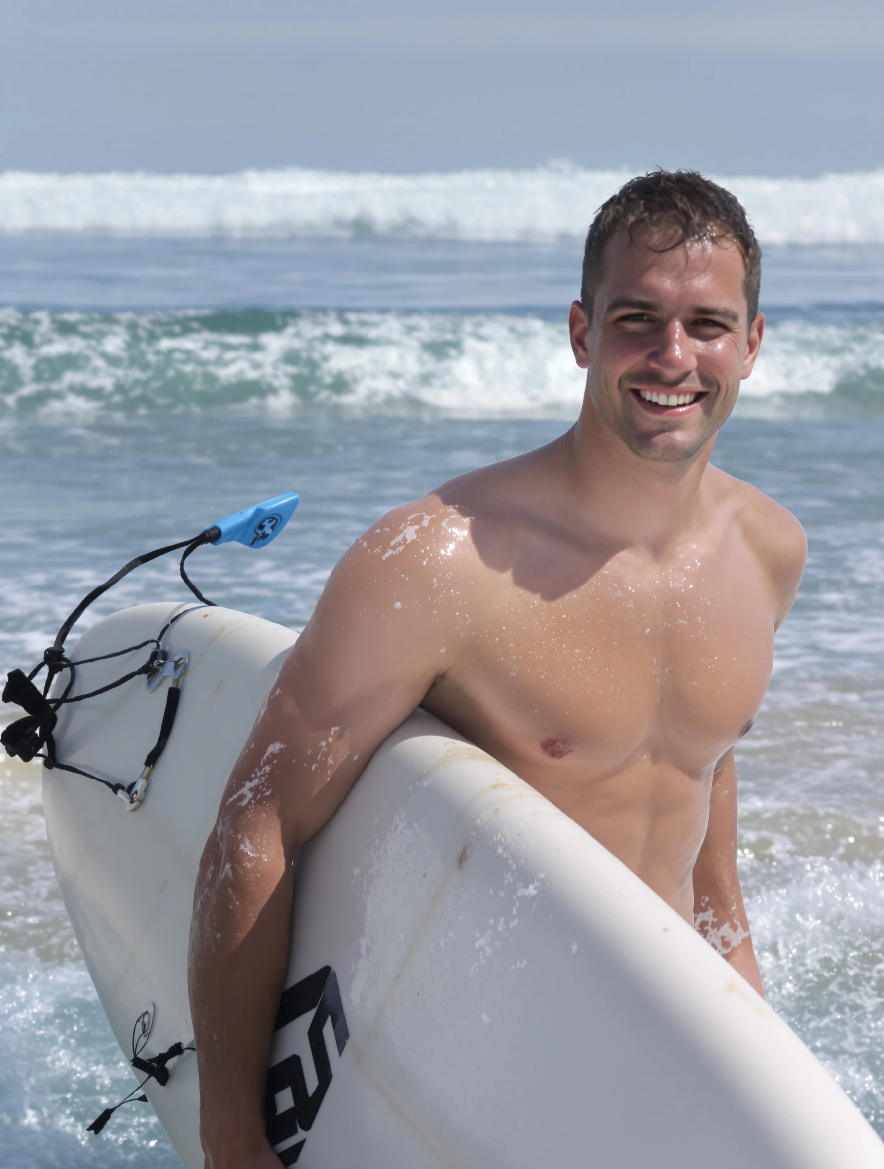Surfer guy carrying board out 