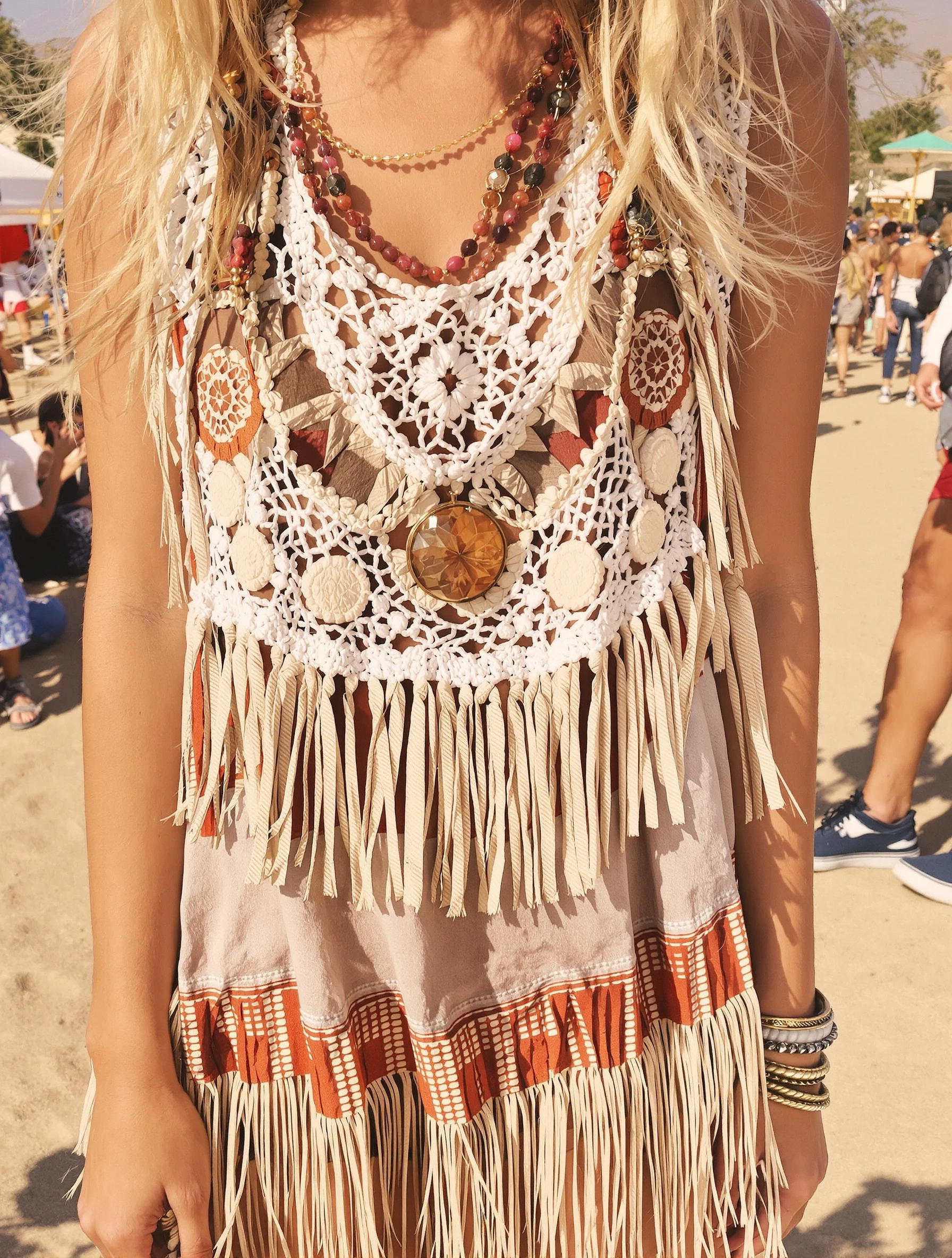 Woman in festival outfit with 