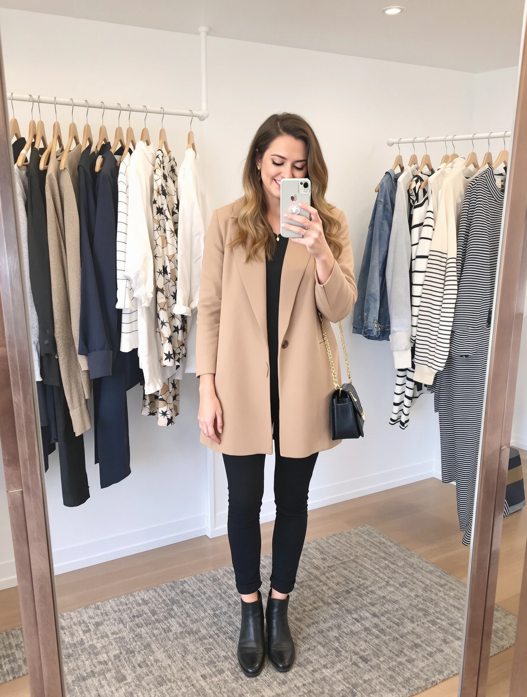 Woman in capsule wardrobe stap