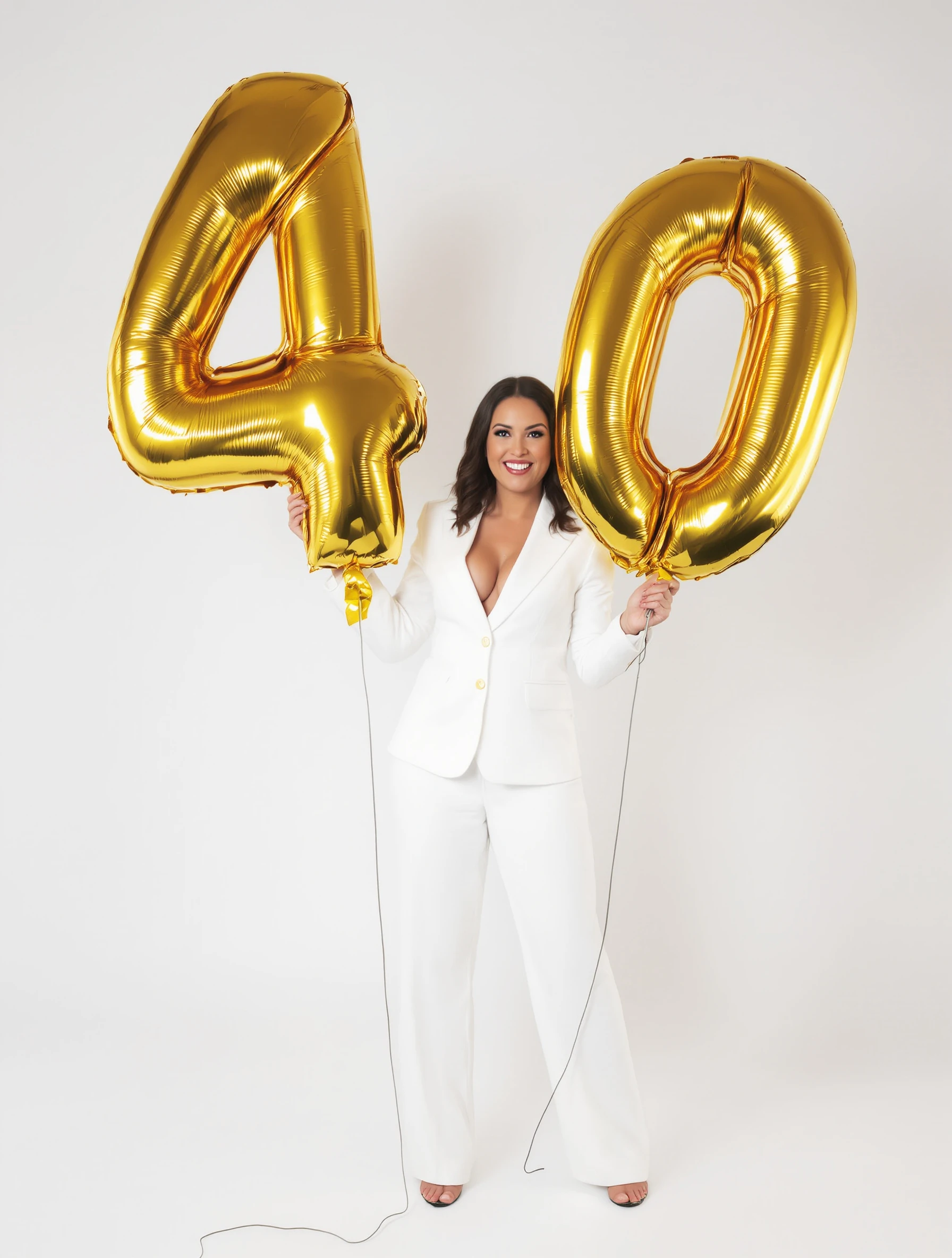 Woman turning 40 in a tailored