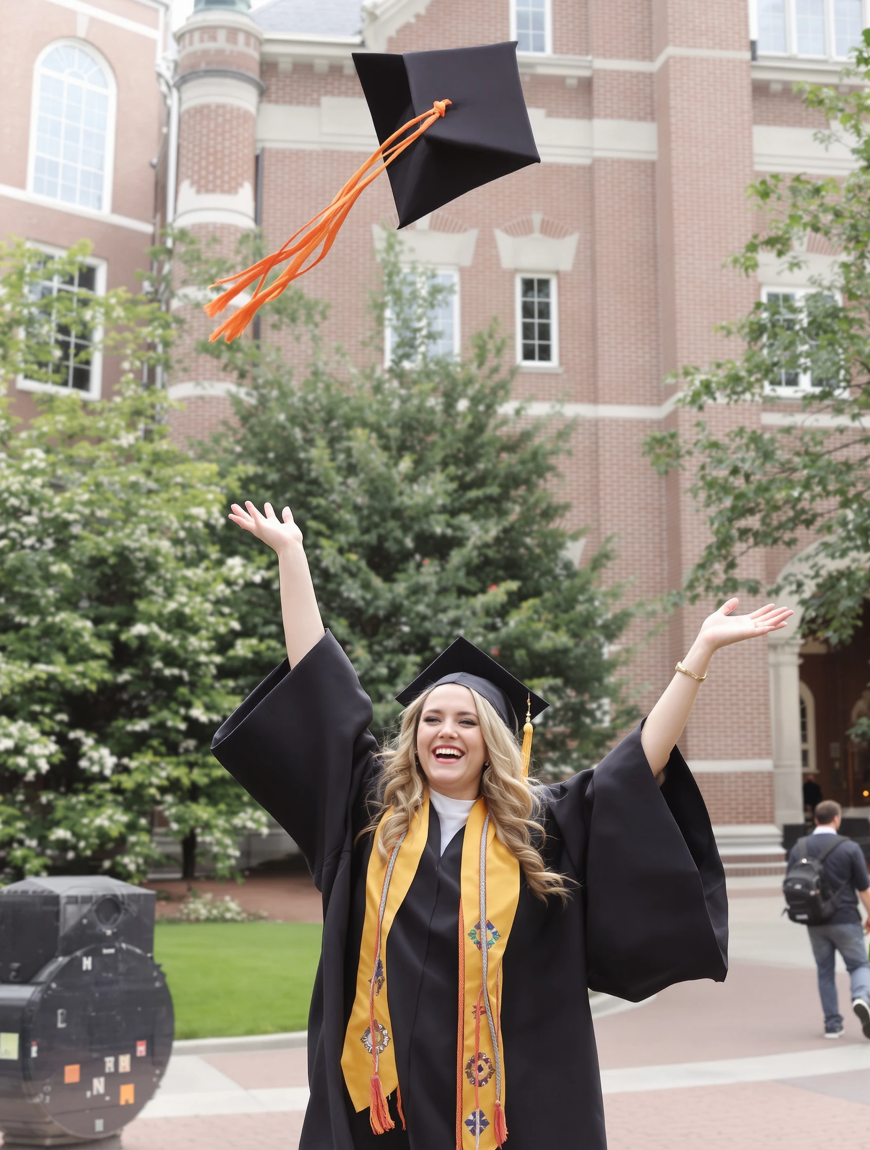 College graduate woman in a bl