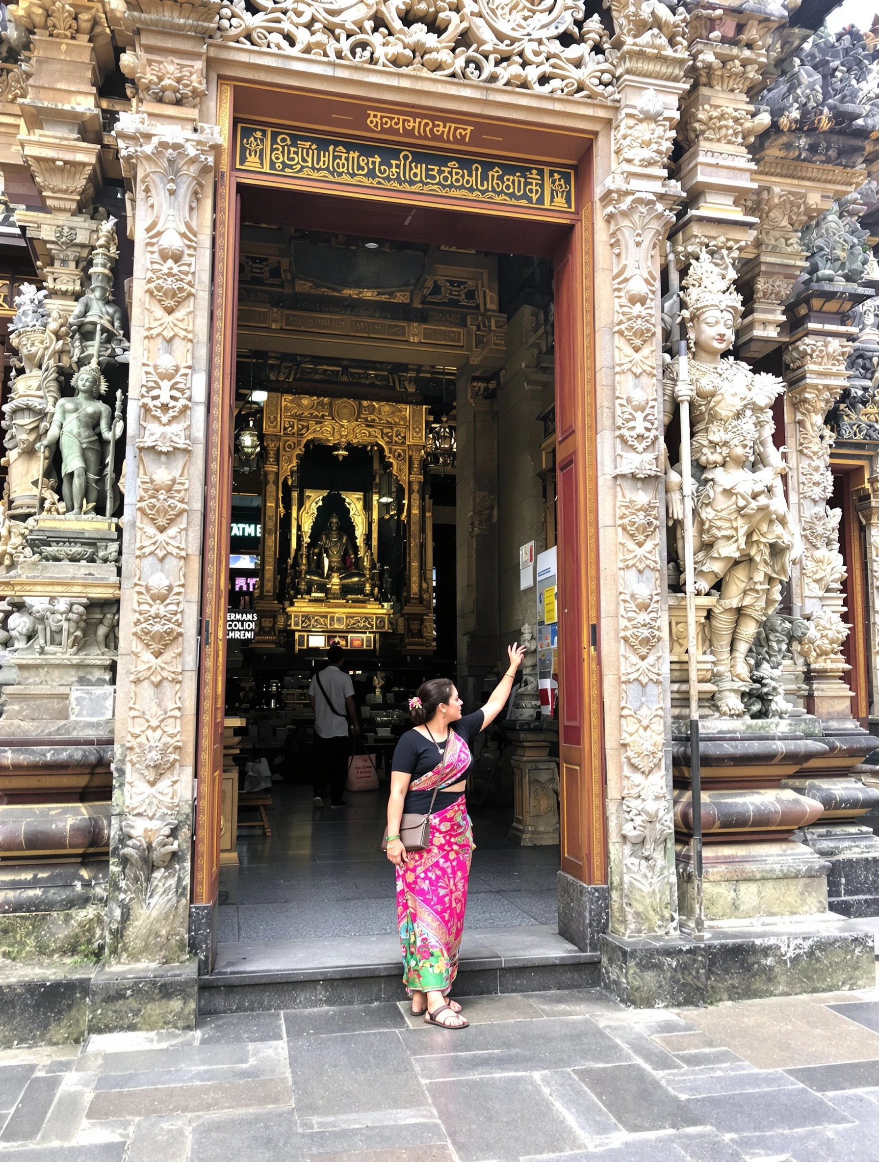 Woman at ornate Balinese Hindu