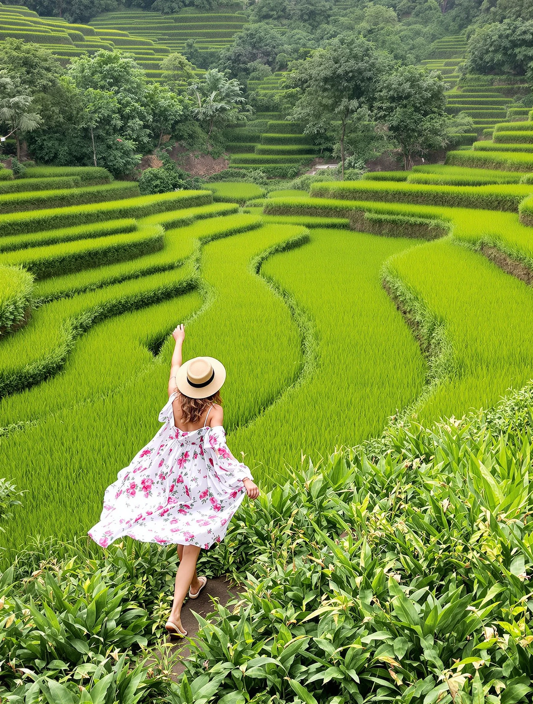 Woman walking through iconic B