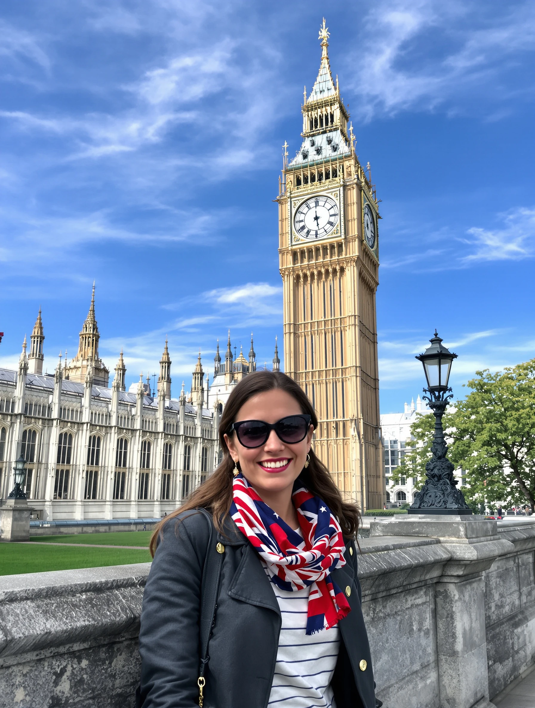 Woman posing with Big Ben and 