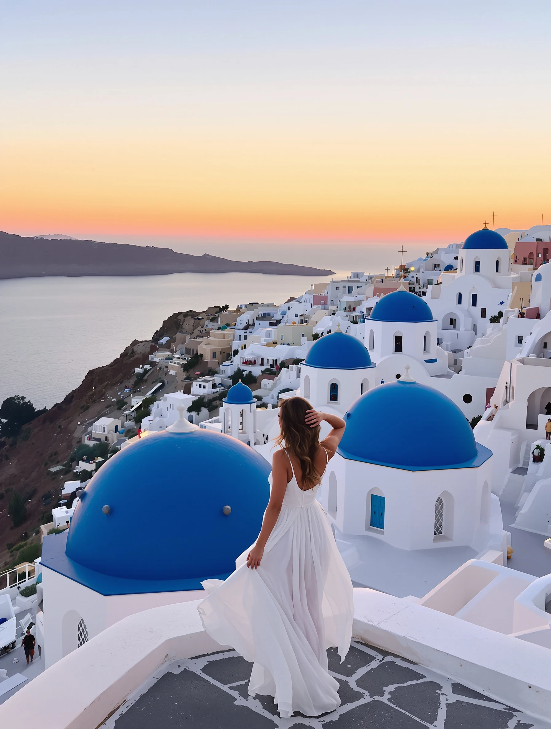 Woman standing before iconic S