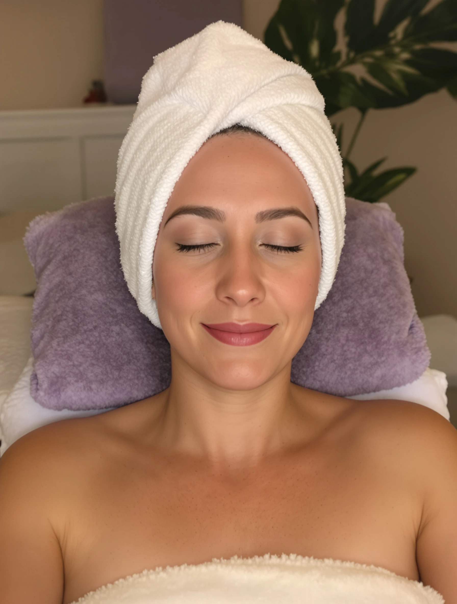 Woman in self-care routine, re