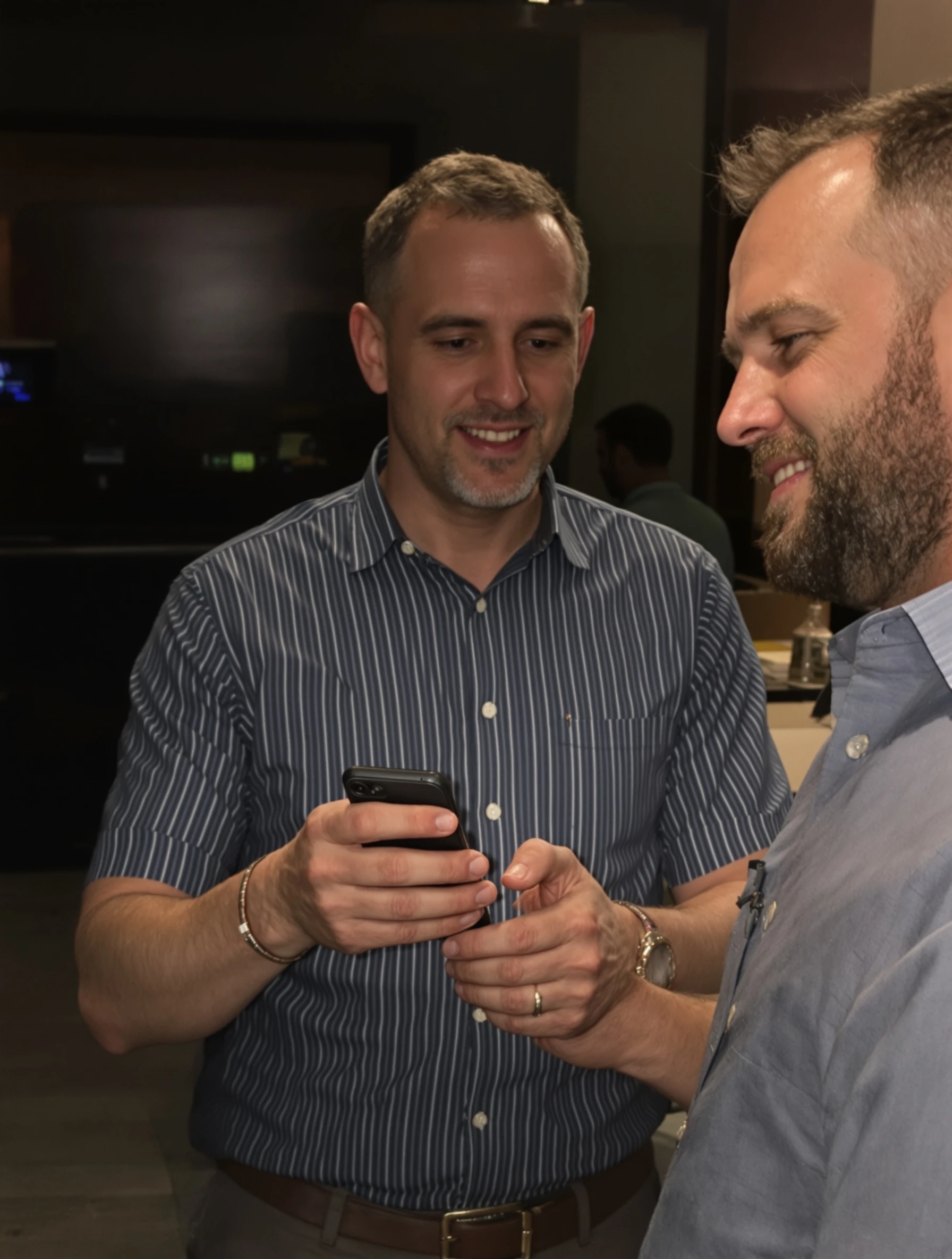 Man demonstrating phone app, helpful tech tutorial style. Digital product, screen demonstration, user guide, helpful content.