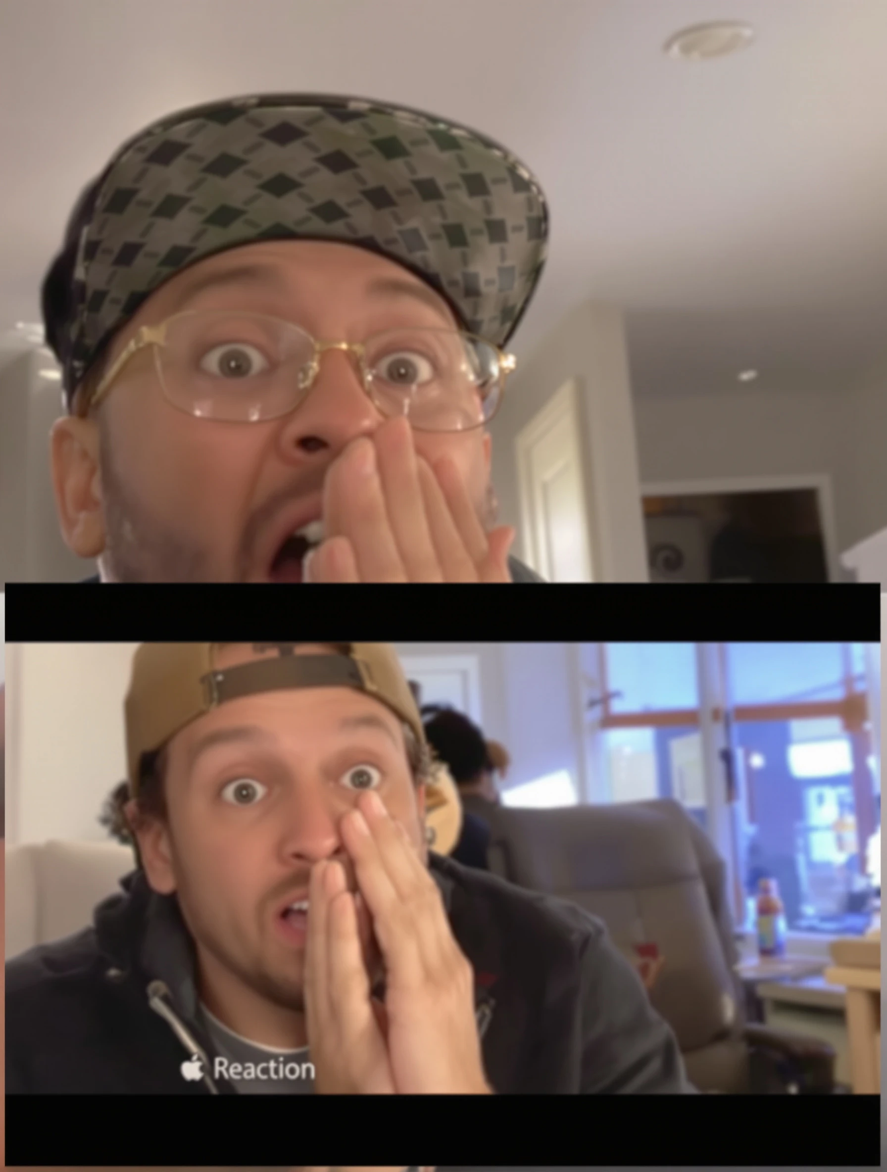 Man with genuine reaction to something, authentic surprised expression. Reaction video, real emotion, authentic response, engaging content.