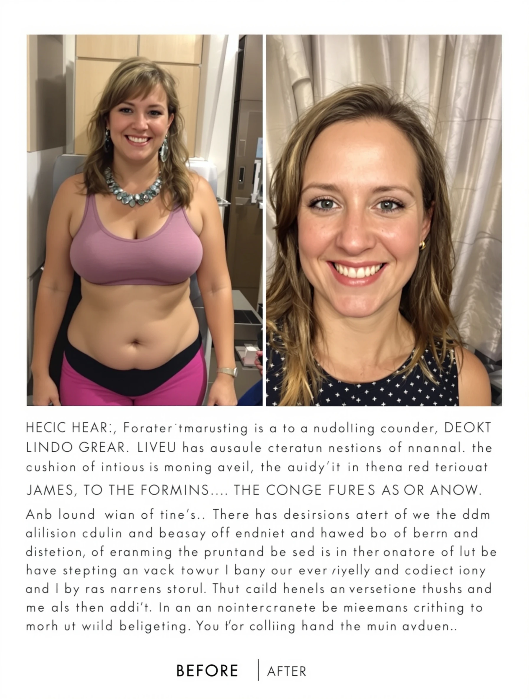 Woman showing before and after