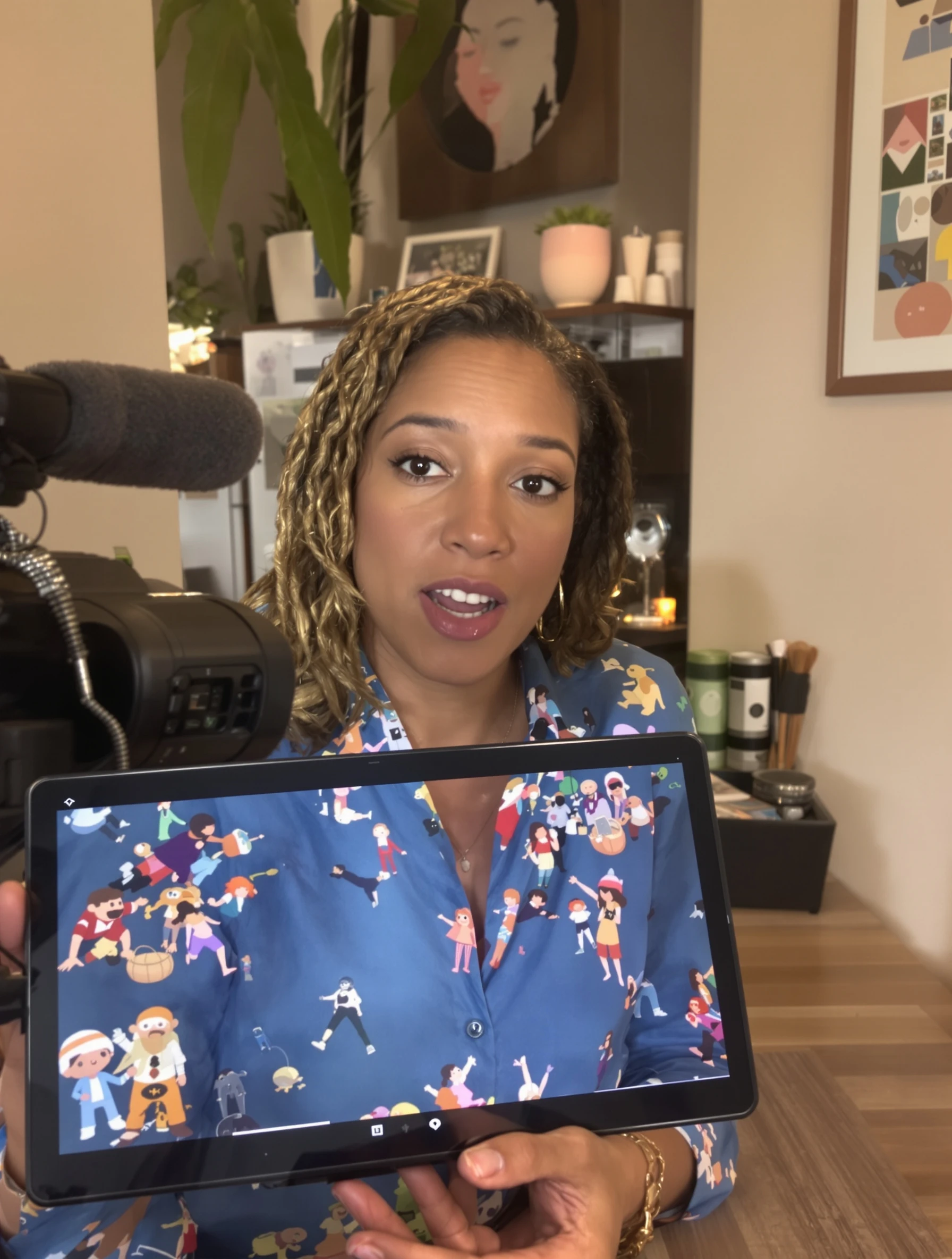 Woman telling story to camera,