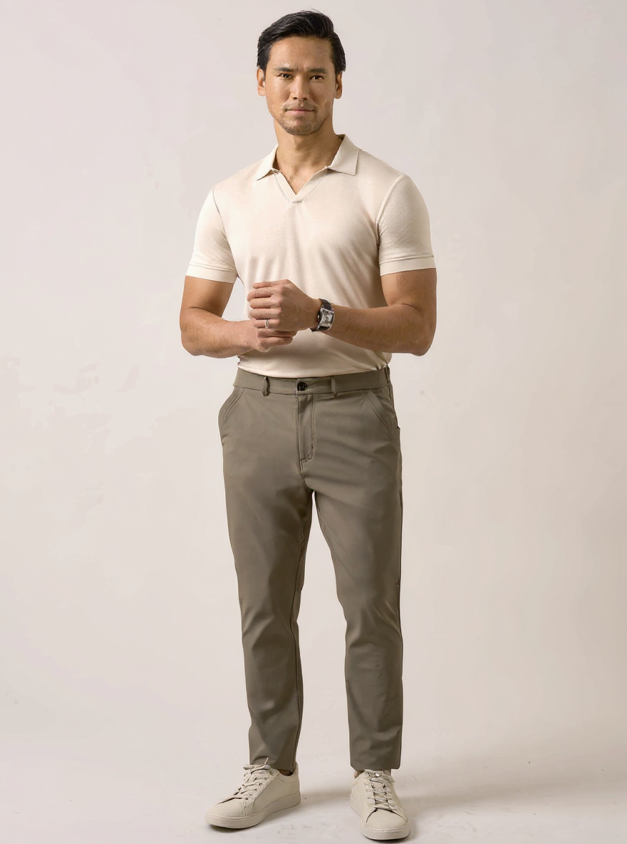 Luis wearing product