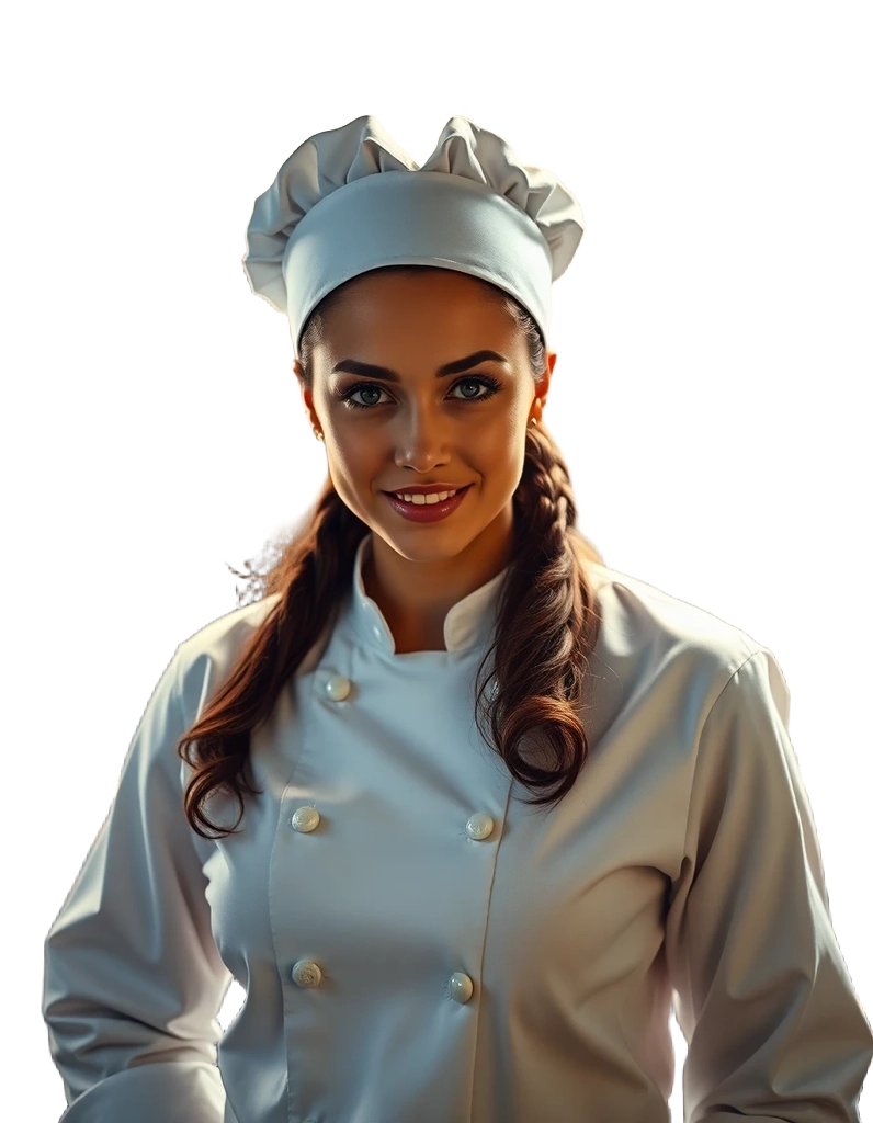 Chef with kitchen background removed